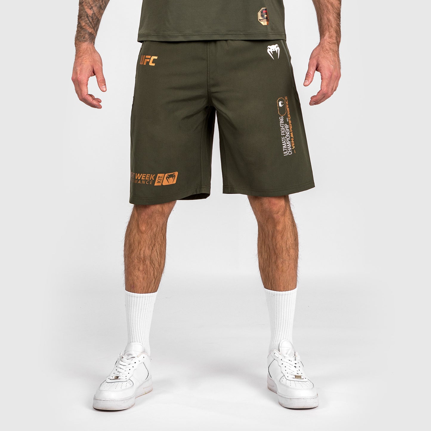 UFC Adrenaline by Venum Fight Week Pantalones cortos de alto rendimiento para Hombre - Caqui/Bronce