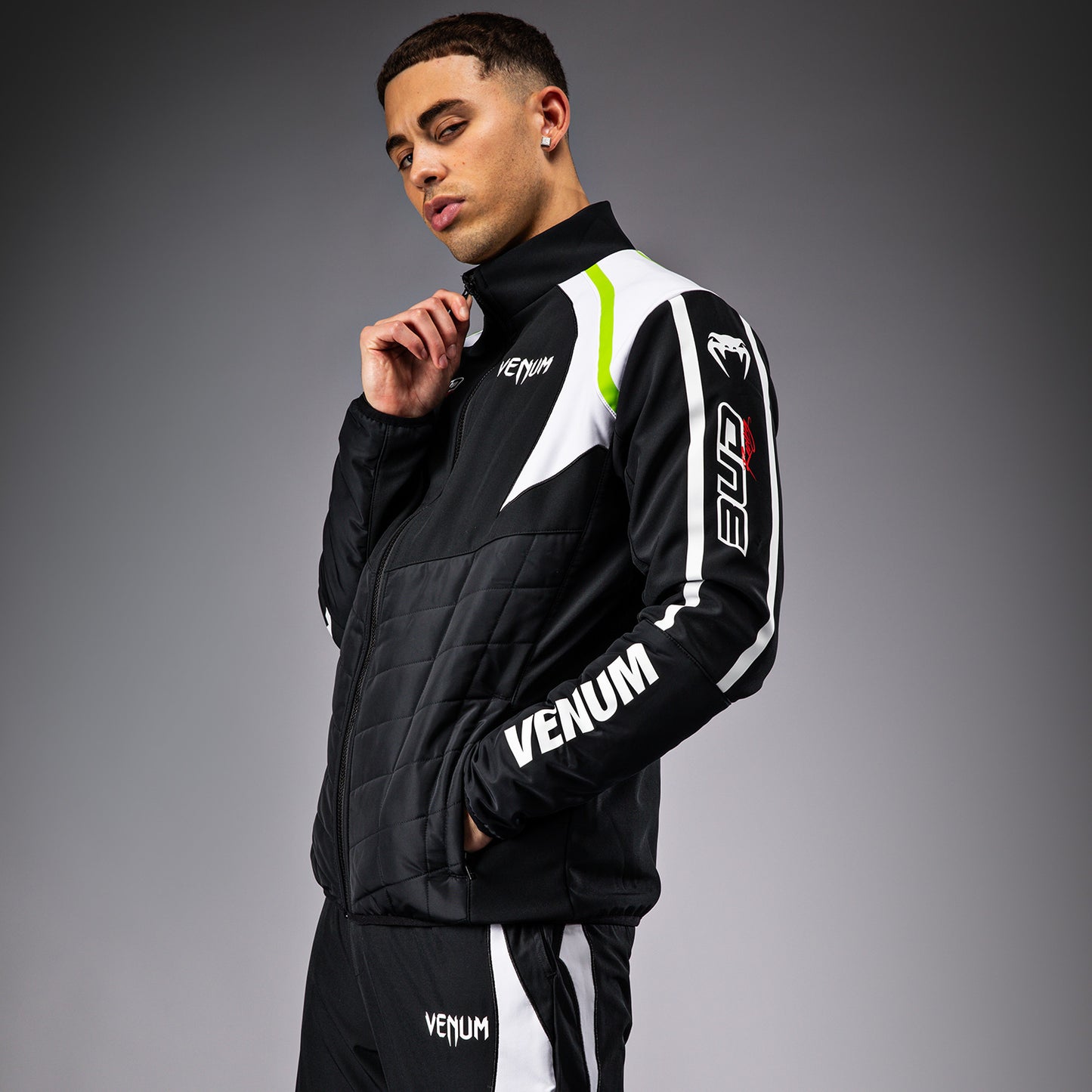 Venum x Bud Racing Chaqueta para Hombre - Negro/Blanco/Verde lima