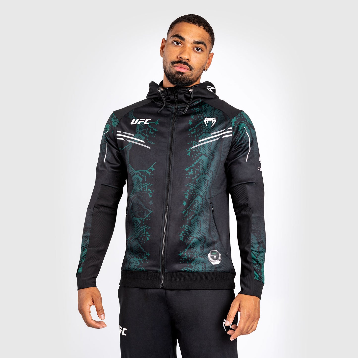UFC Adrenaline by Venum Authentic Fight Night Sudadera con capucha para Hombre - Emerald Edition - Verde/Negro