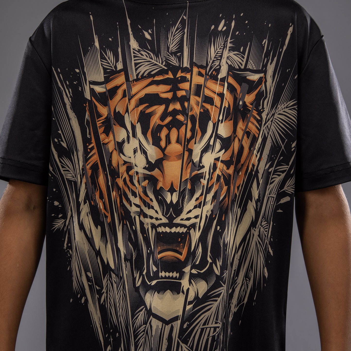 Venum Tiger Camiseta Dry Tech para Niños - Negra/Naranja Neón