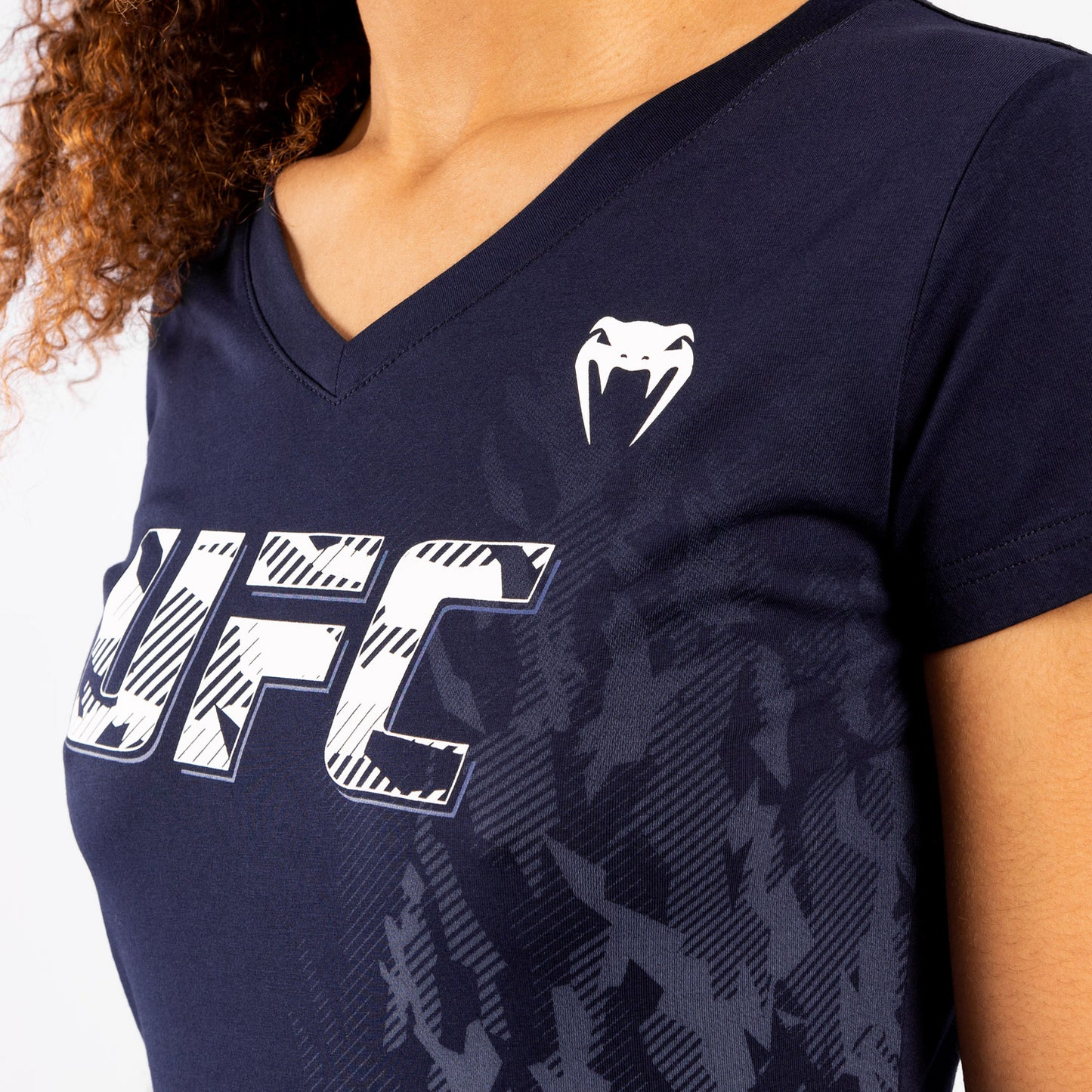 Camiseta De Algodón Manga Corta Para Mujer UFC Venum Authentic Fight Week - Azul Marino
