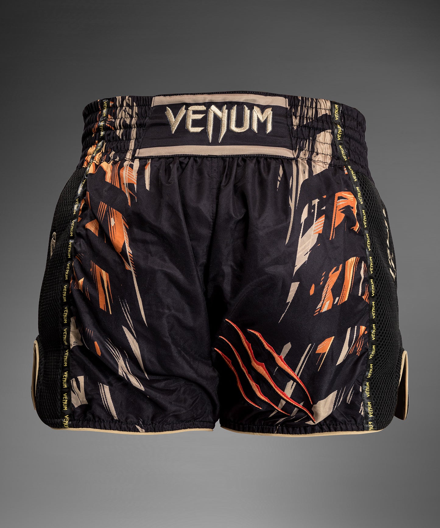 Venum Tiger Pantalones Cortos de Muay Thai - Negro/Naranja Neón