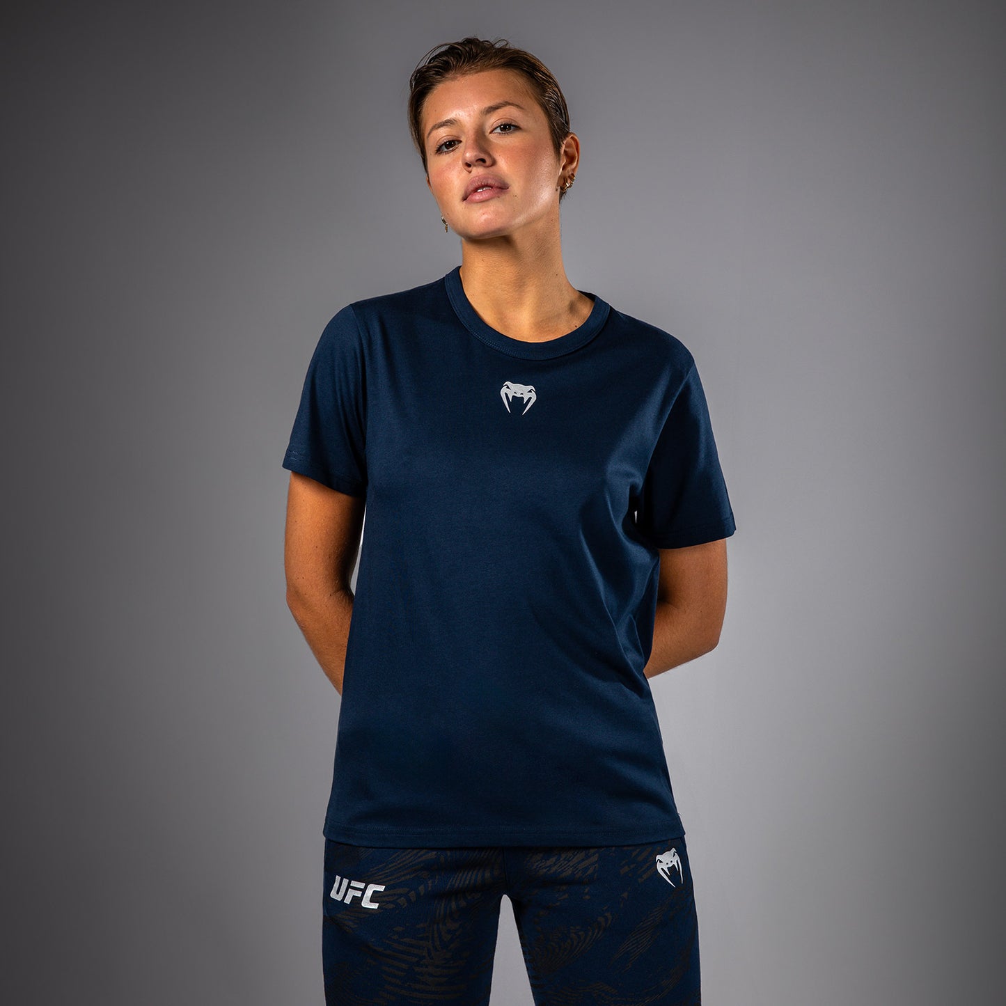 UFC Fusion by Venum Fight Week Camiseta de Manga Corta de Algodón para Mujer - Solid Azul oceánico