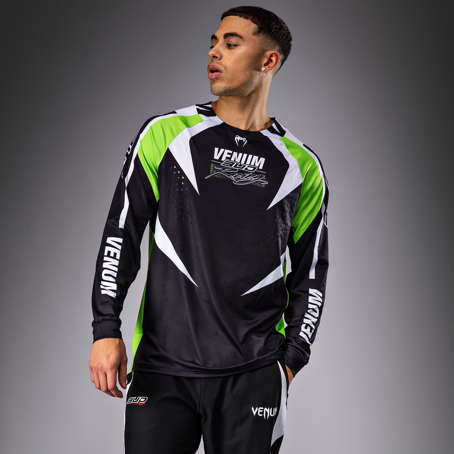 Venum x Bud Racing Camiseta Dry-Tech para Hombre - Negra/Blanca/Verde lima