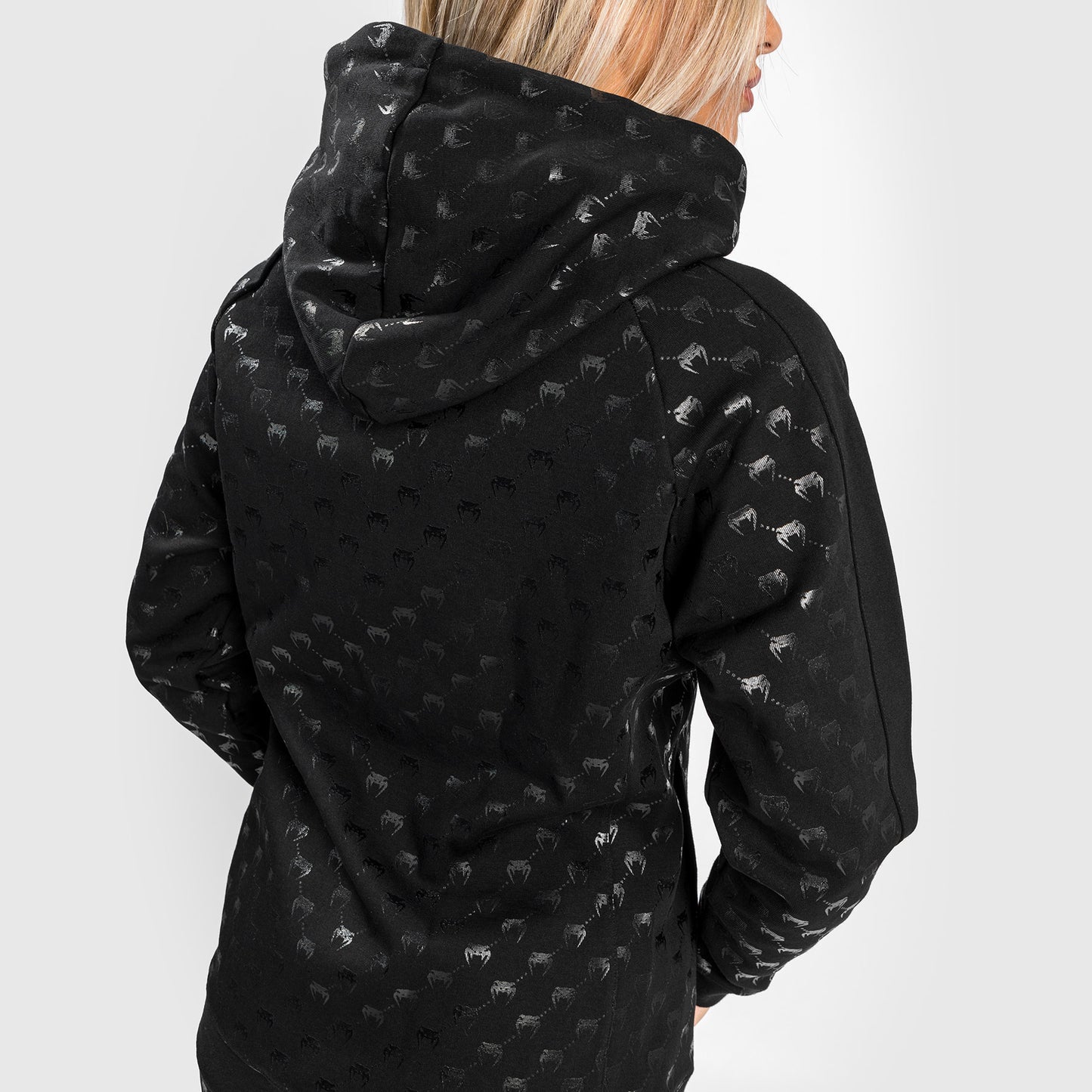 Sudadera con Capucha y Cremallera Monogram Venum para Mujer – Negro/Oro Rosa