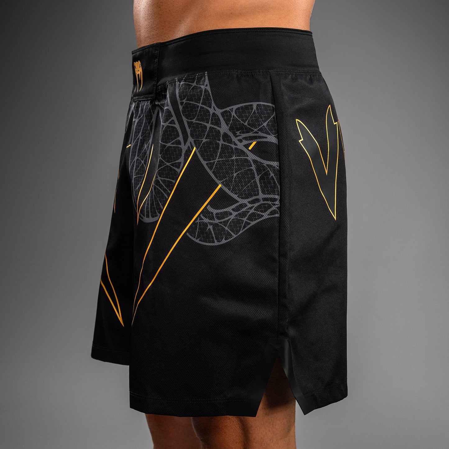 Venum Serpenti Pantalones Cortos de Lucha – Negro/Plata/Dorado