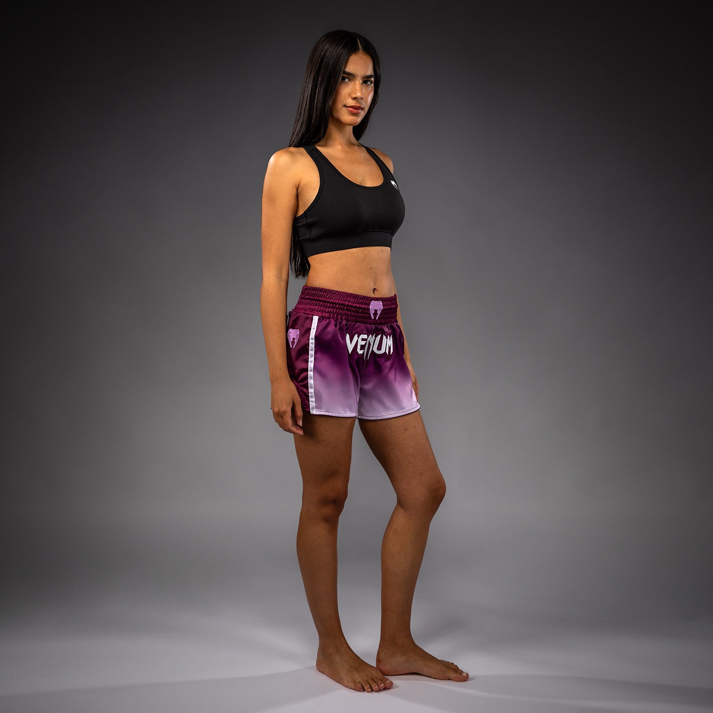 Venum Iris Pantalones Cortos Muay Thai - Ciruela/Blanco
