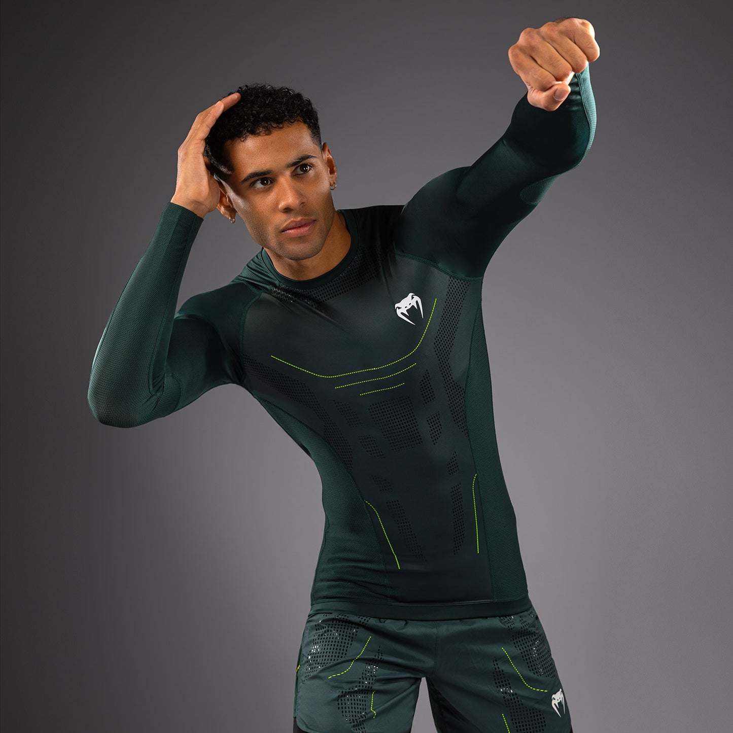 Venum Technical 3.0 Camiseta de Manga Larga Rashguard - Verde Bosque