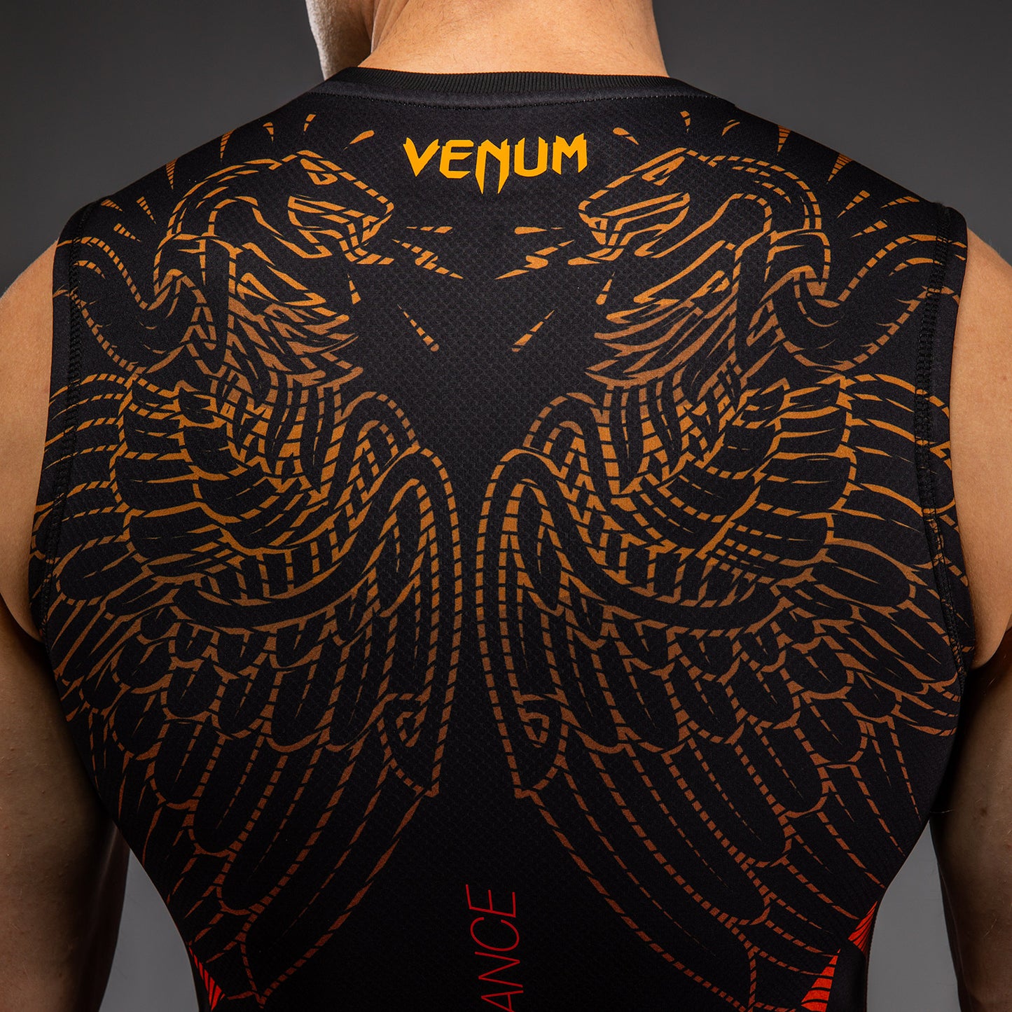 Venum Quetzal Rashguard Sin Mangas - Negro/Rojo Fury/Mandarina