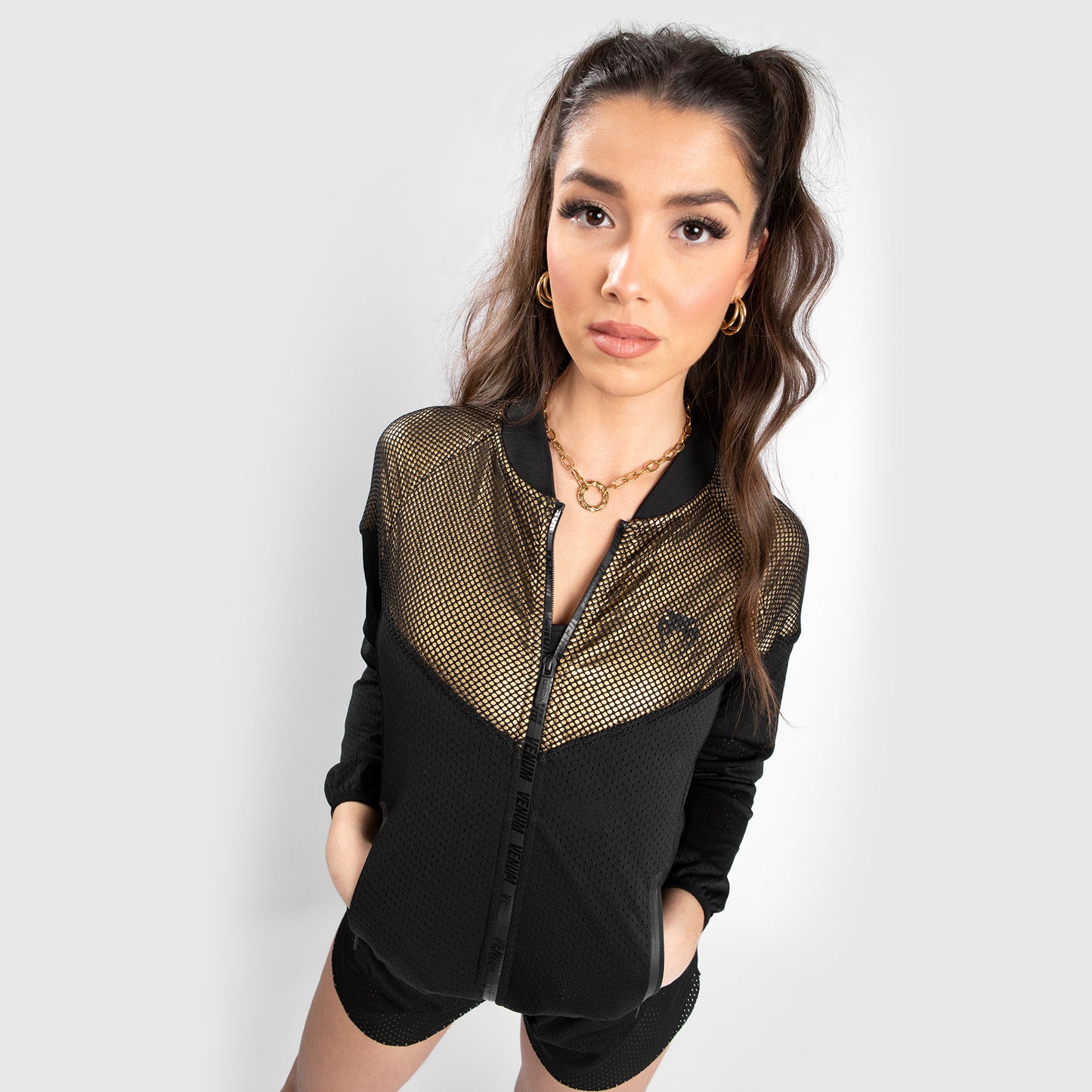 Chaqueta de malla Venum Lightning - Para mujer - Negro/Dorado