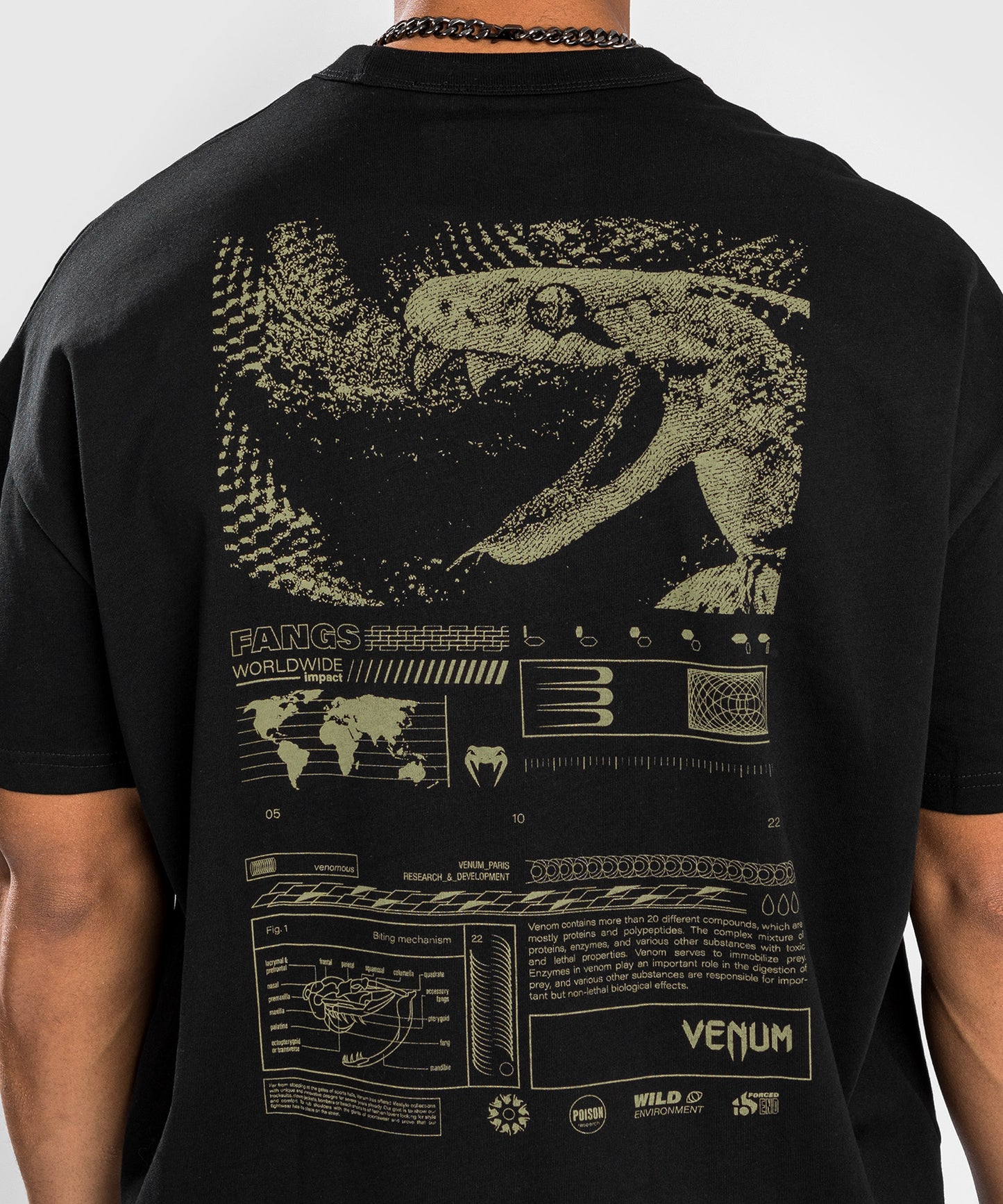 Camiseta Venum Fangs - Corte extragrande - Negro