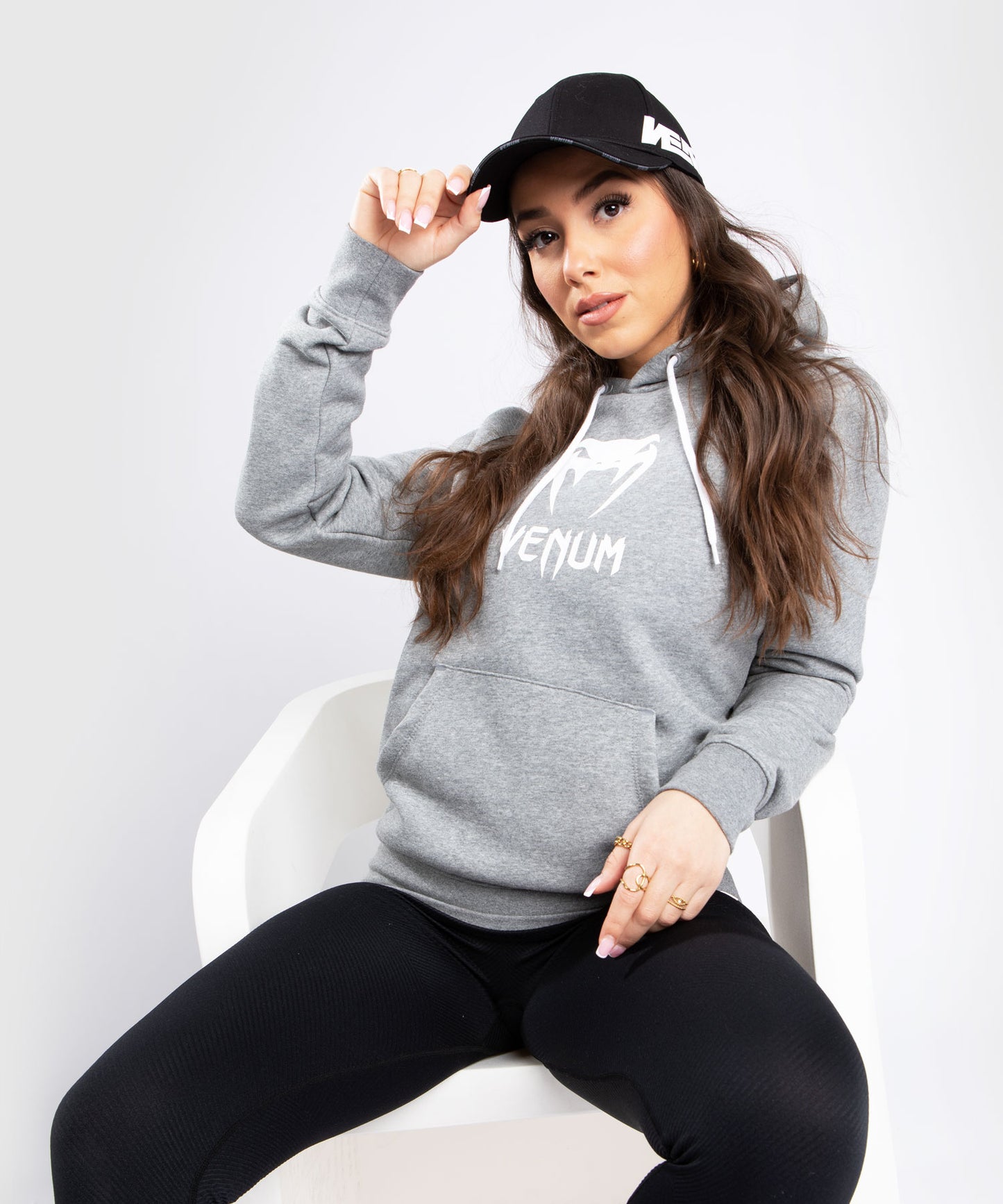 Sudadera con capucha Venum Classic - De mujer - Gris Claro Jaspeado