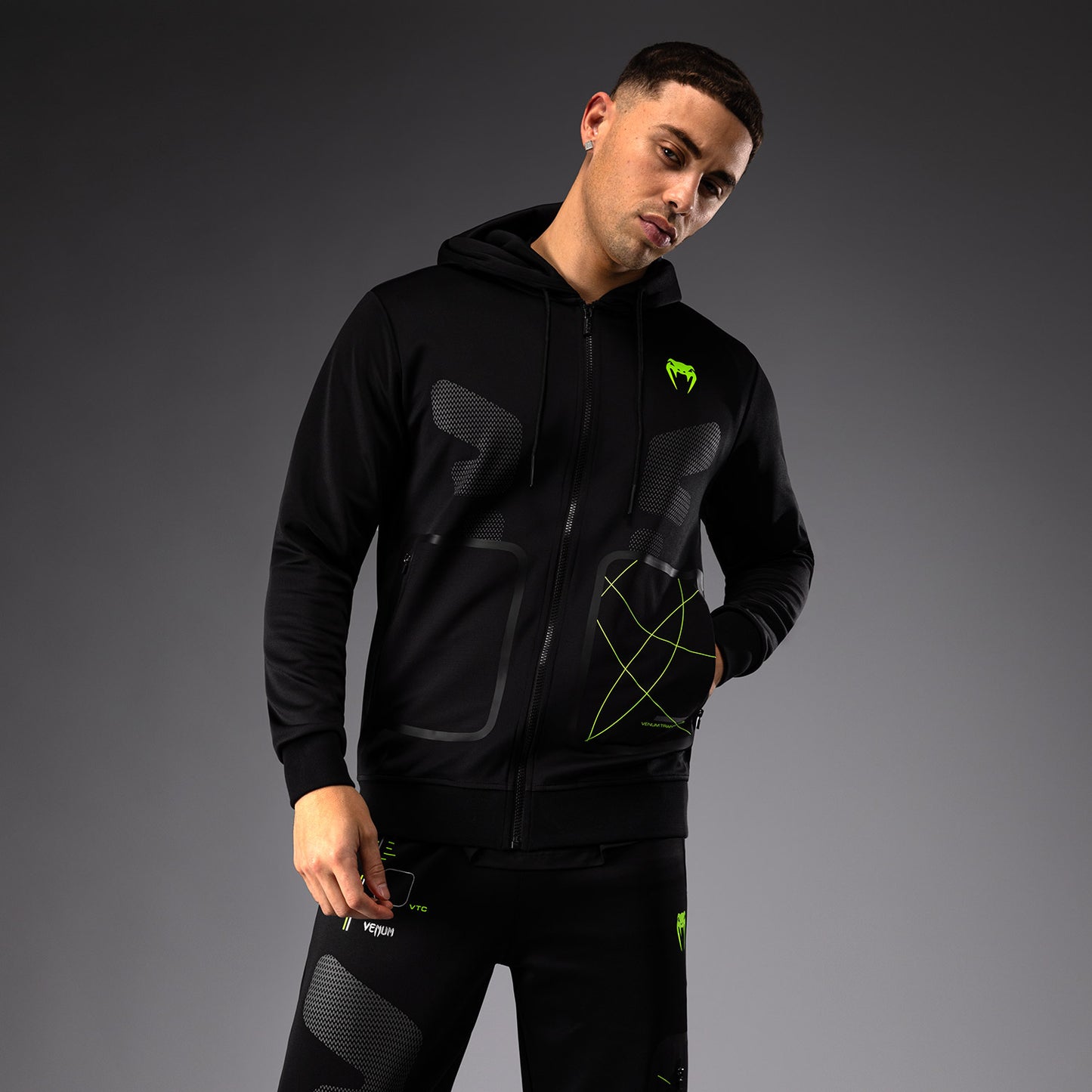 Venum Training Camp 4.0 Sudadera con capucha y cremallera - Negro/Verde