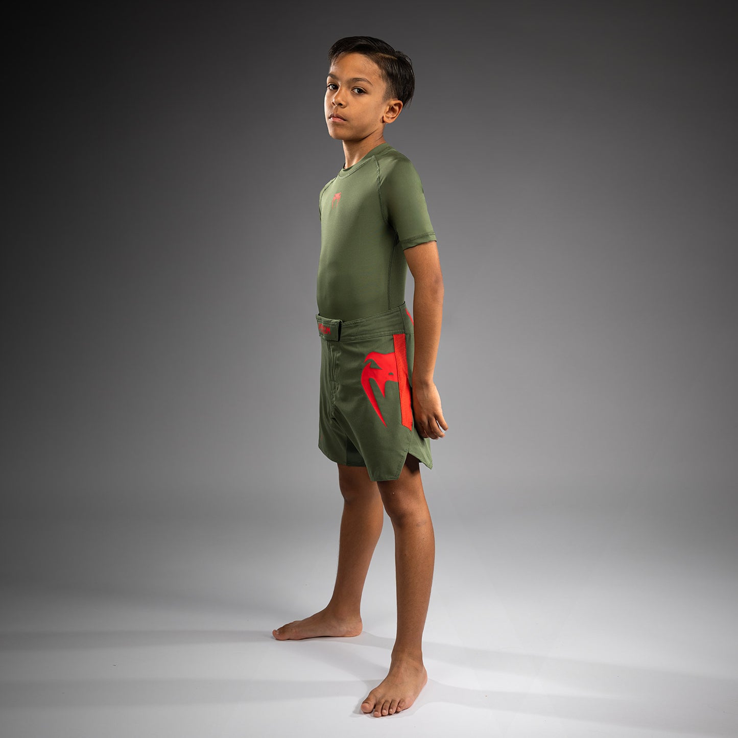 Venum Light Pantalones de Lucha para Niños - Verde Ejército/Naranja