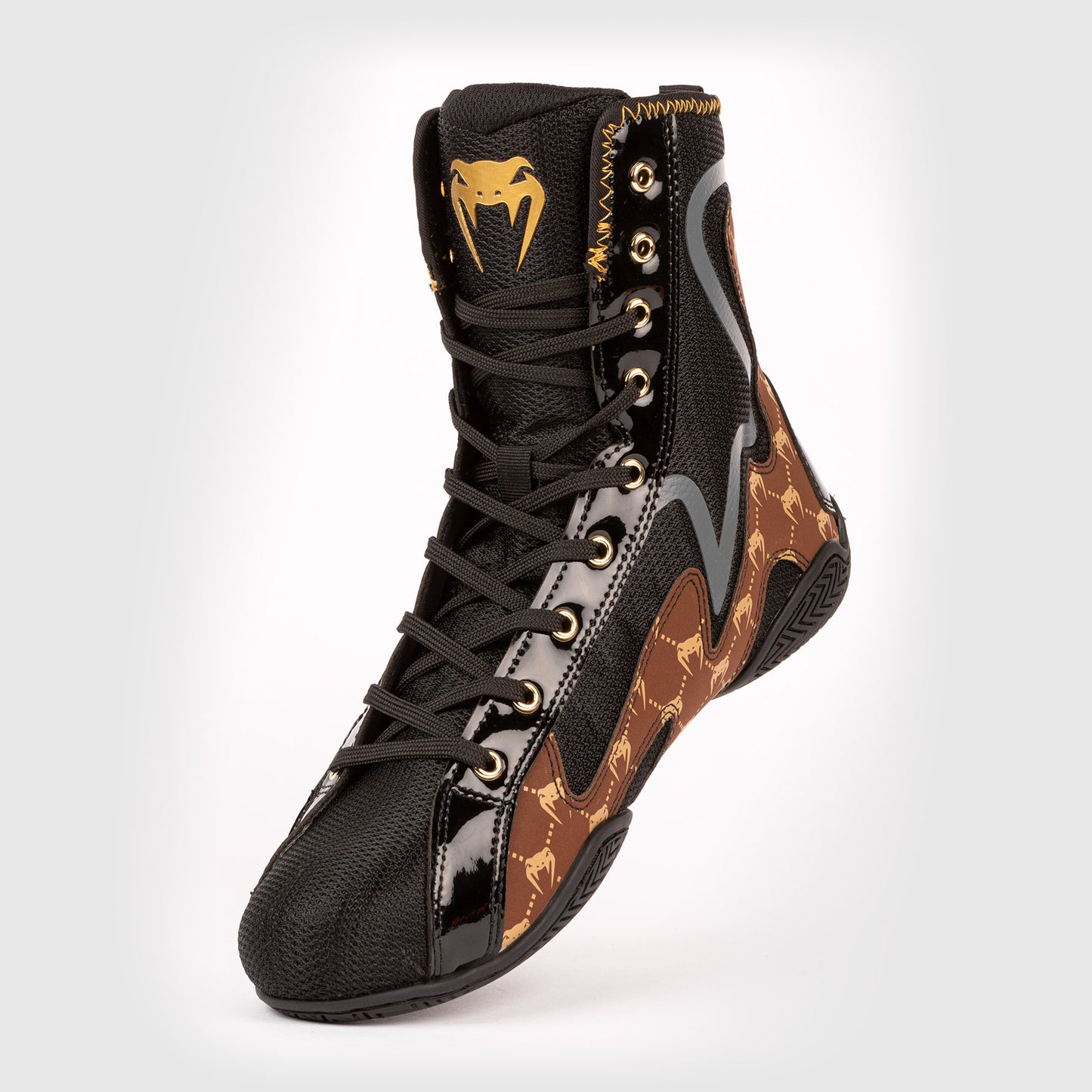 Zapatillas de boxeo Venum Elite Evo Monogram - Negro/Marrón