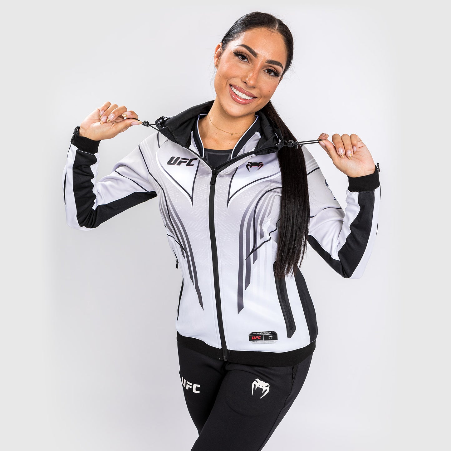 Sudadera con capucha UFC Venum Authentic Fight Night 2.0 para mujer - Blanco