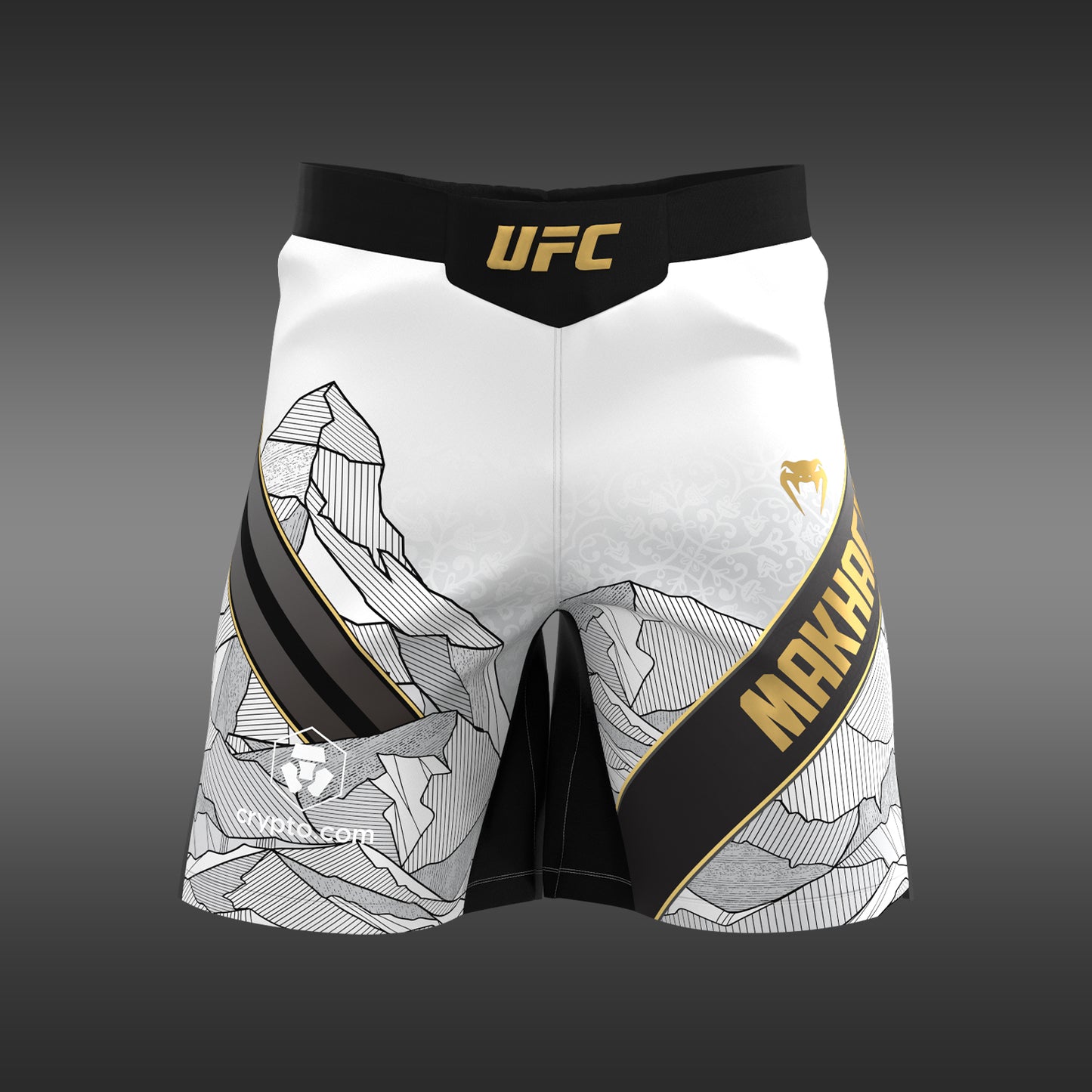 UFC Unrivaled by Venum Islam Makhachev Pantalones de Lucha para Hombres - Blanco/Negro