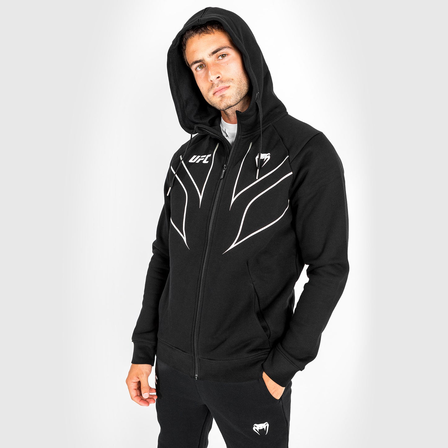 Sudadera con capucha y cremallera completa para hombre UFC Venum Replica 2.0 - Negr