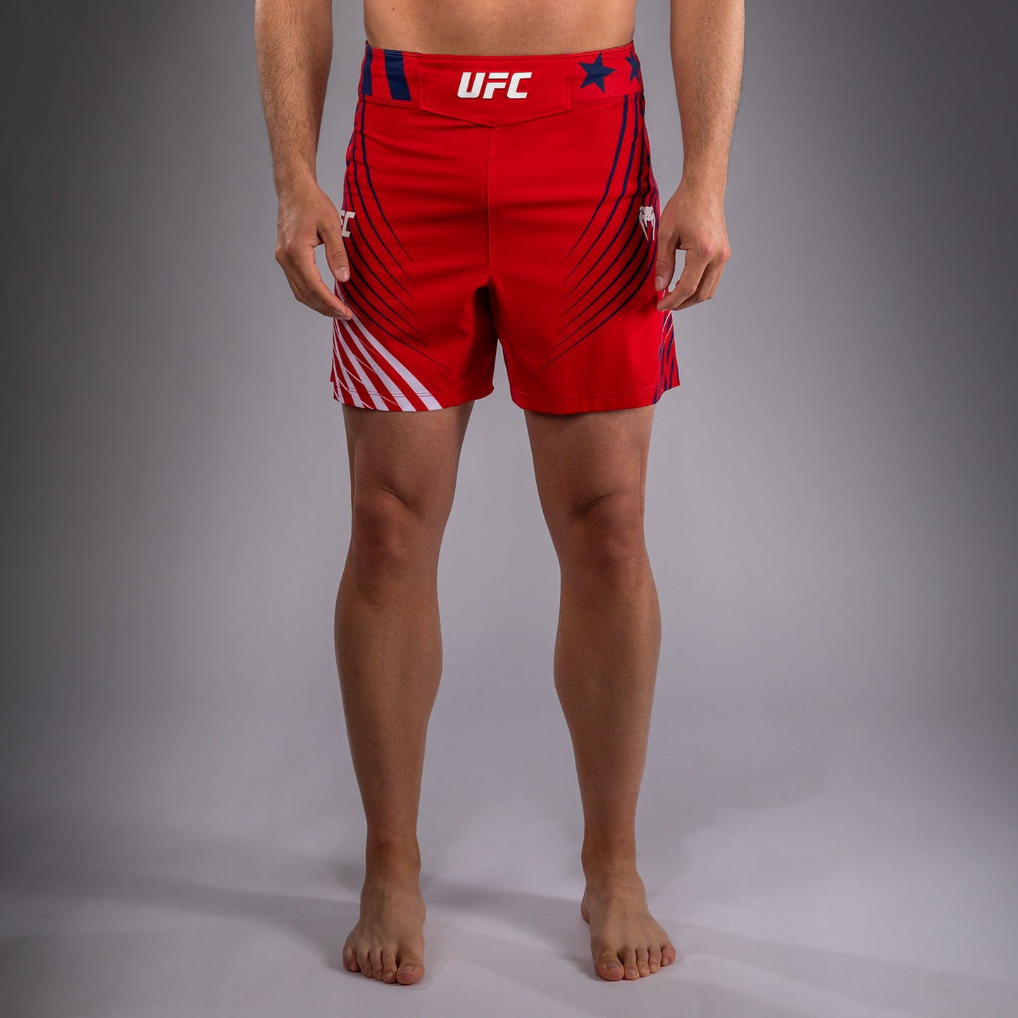 Official UFC Freedom 250 by Venum Personalizado Authentic Fight Night Fight Shorts de ajuste corto para hombre - Rojo