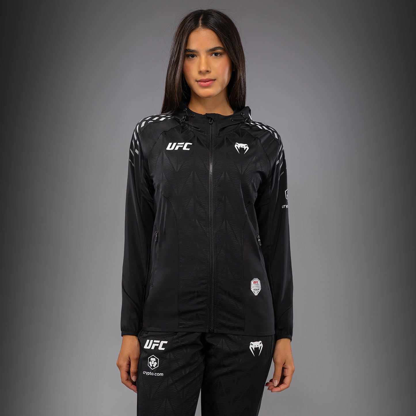 UFC Zenith by Venum Authentic Fight Night Sudadera de walkout Mujer Personalizado - Negro