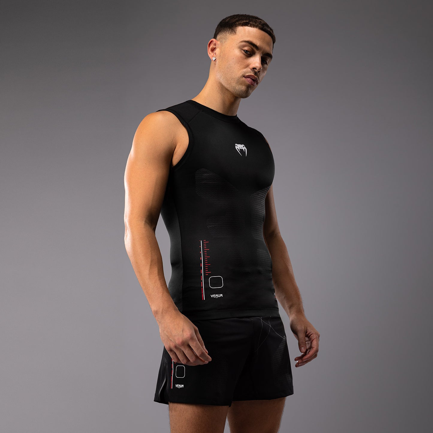 Venum Tactical XT Lycra sin mangas para hombre - Negro/Rojo fuego