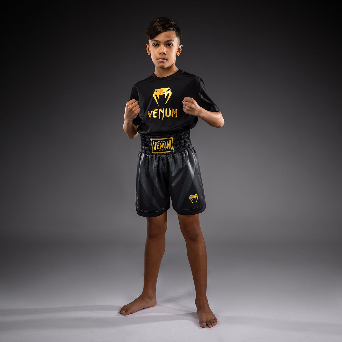 Venum Attack Pantalón corto de boxeo para niños - Negro/Dorado