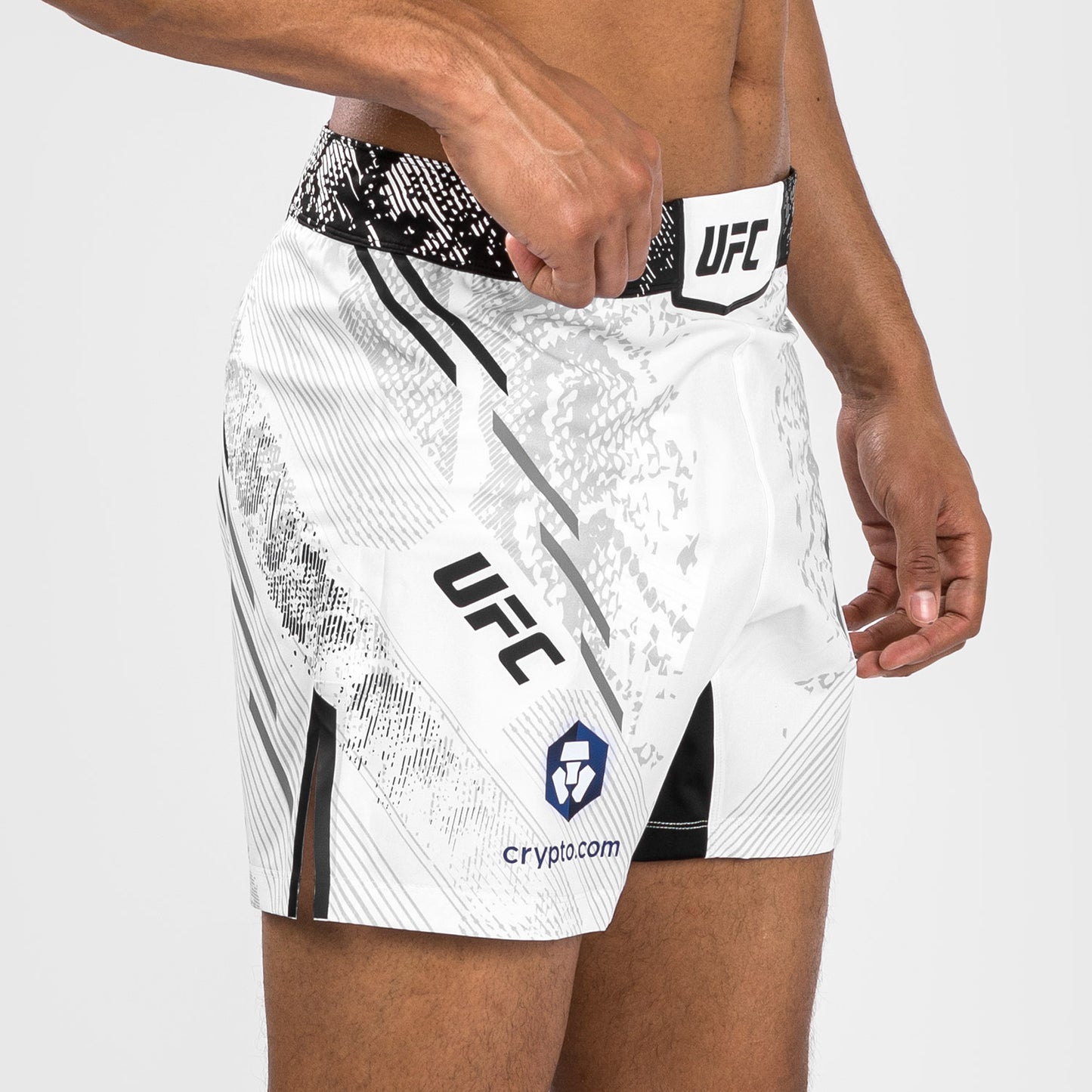 UFC Adrenaline by Venum Personalized Authentic Fight Night Pantalón Corto de Lucha para Hombre - Corte Corto – Blanco