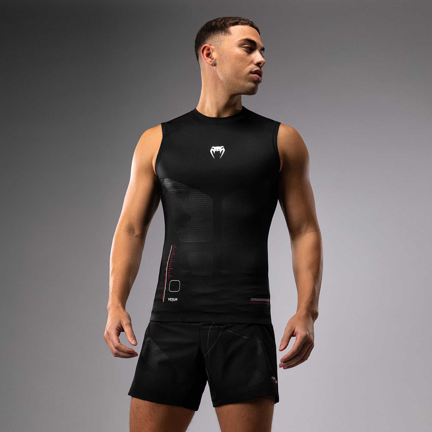 Venum Tactical XT Lycra sin mangas para hombre - Negro/Rojo fuego