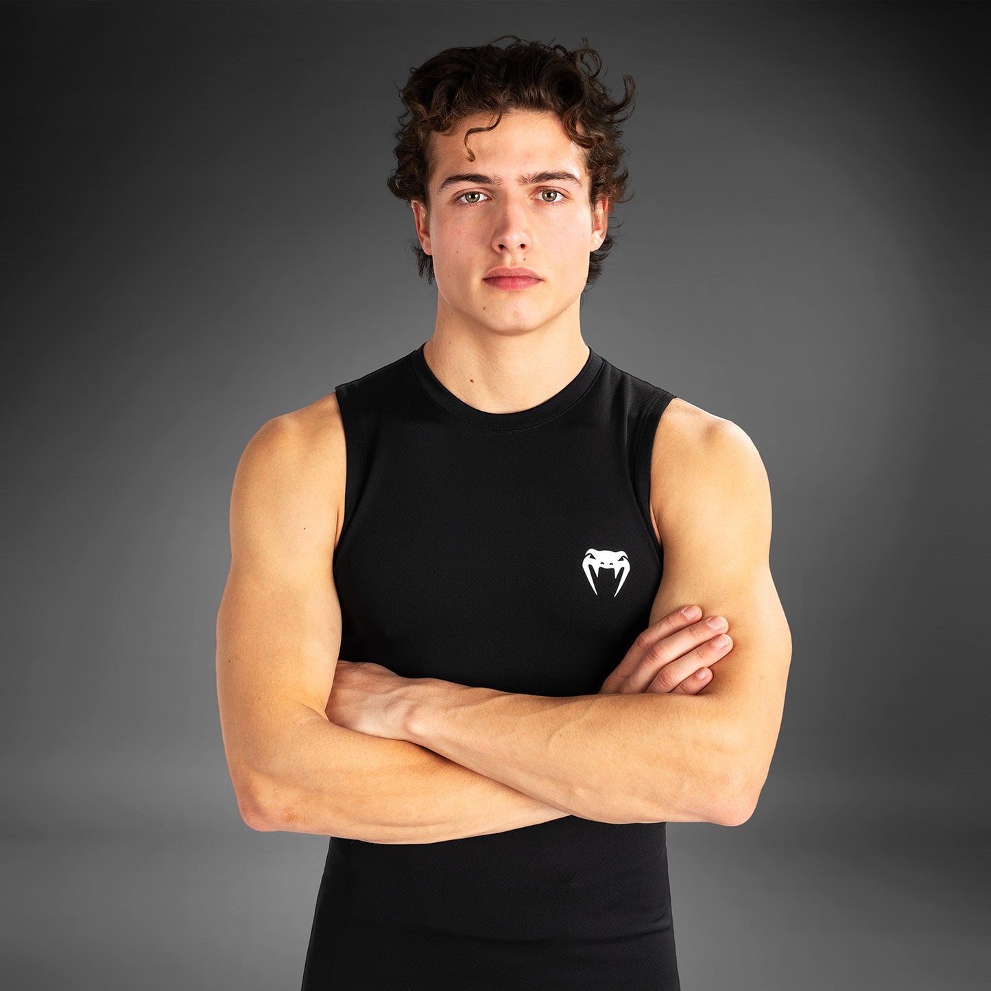 Venum Contender Lycra sin mangas para hombre - Negro/Blanco