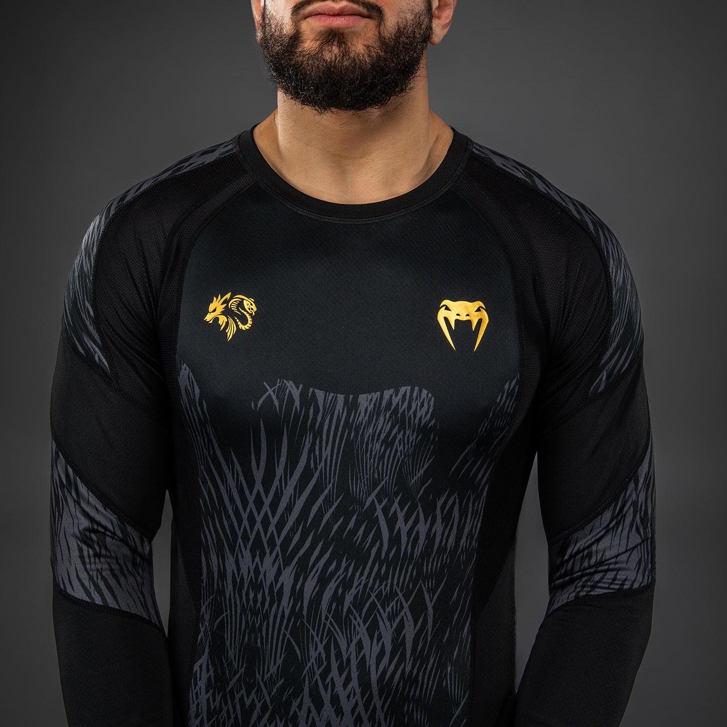 Venum x Chimaev Rashguard de Manga Larga  - Negro/Gris