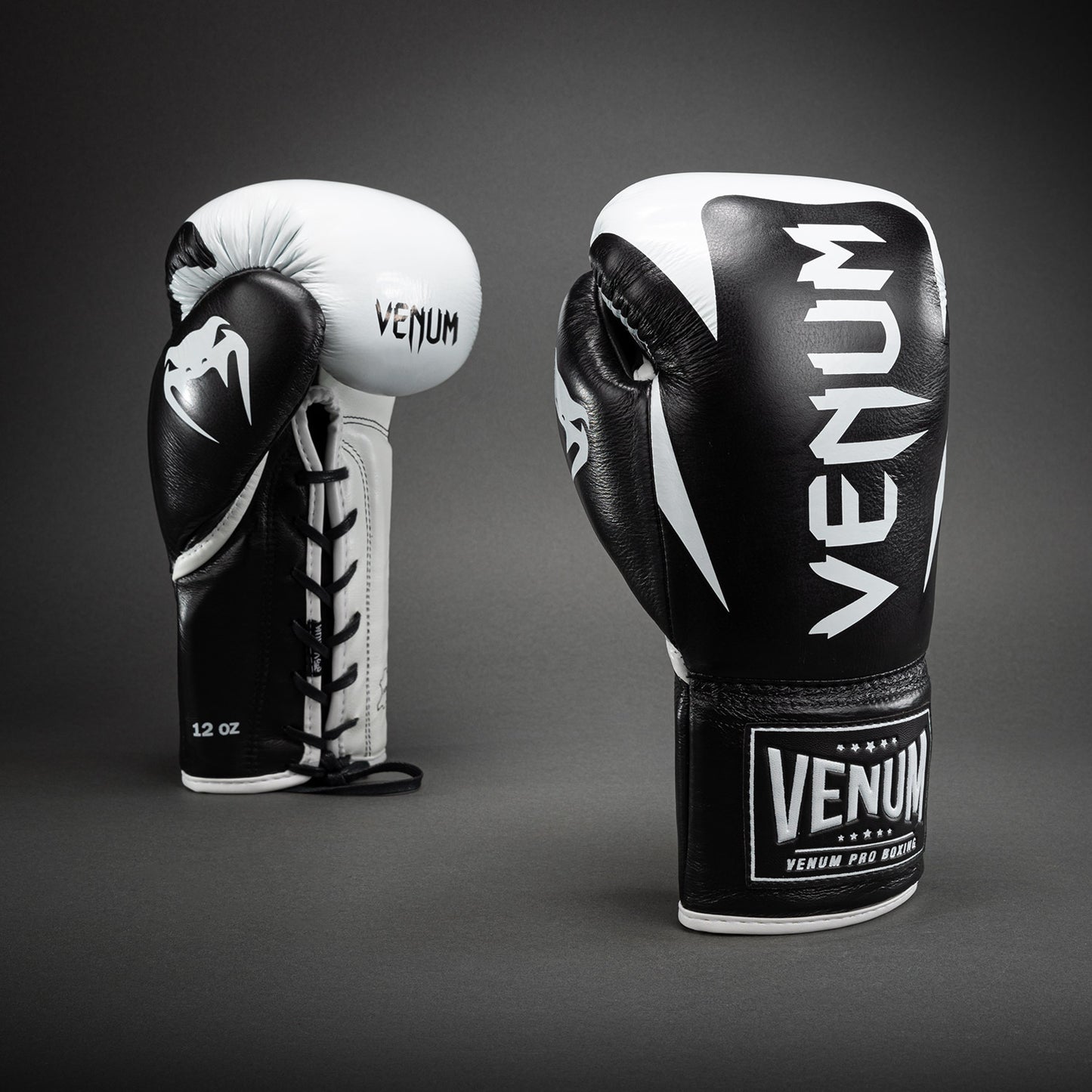 Guantes de boxeo Venum Hammer Pro con cordones - Negro/Blanco