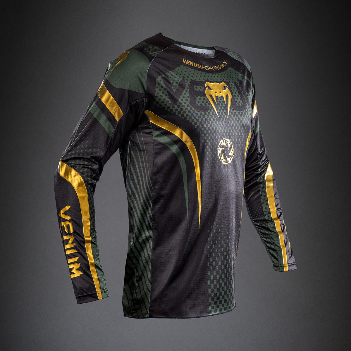 Venum MX Challenger Camiseta de Motorsports - Negro/Verde/Dorado