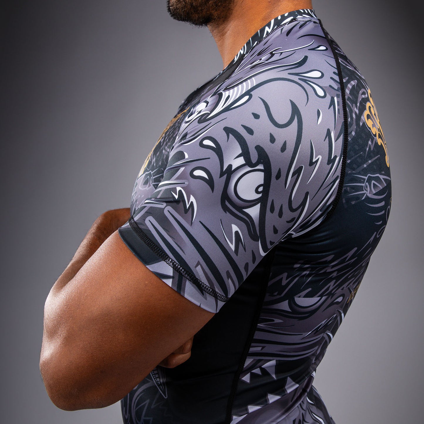 Venum Wolf Atak Rashguard Manga Corta – Negro/Gris