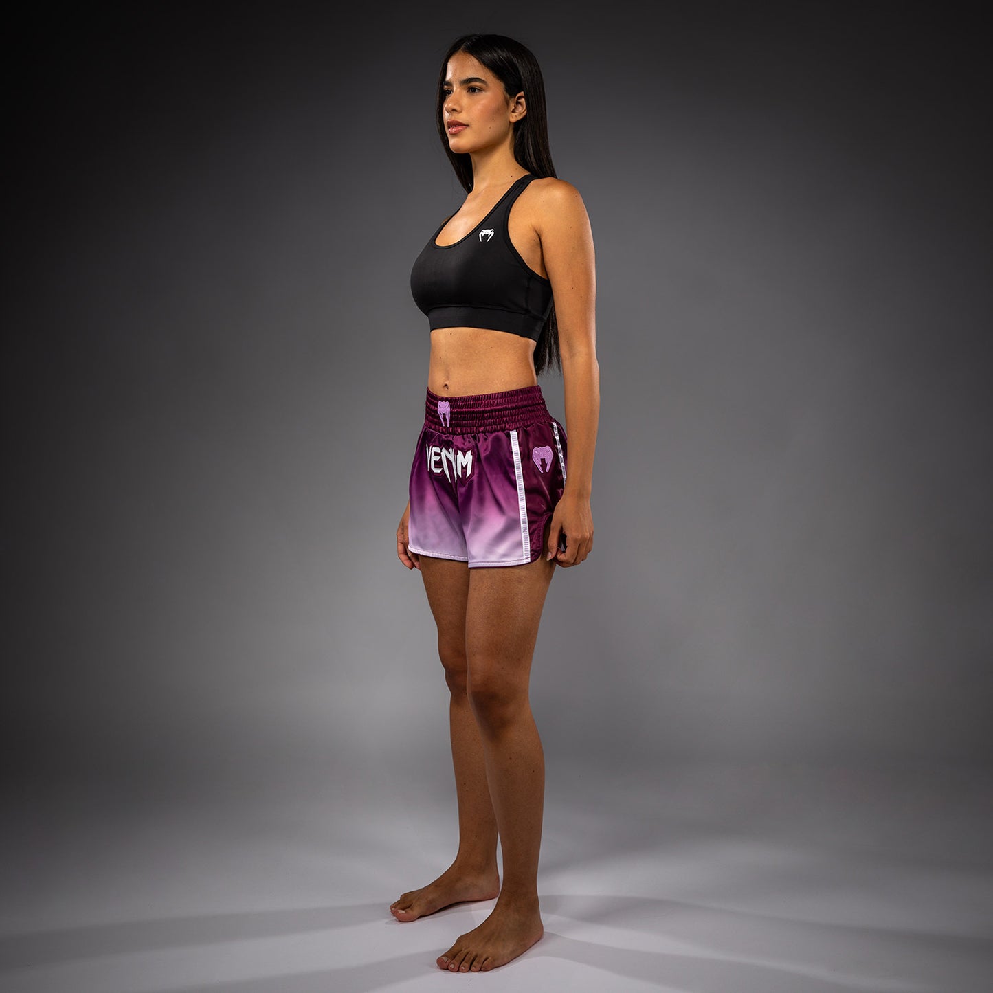Venum Iris Pantalones Cortos Muay Thai - Ciruela/Blanco