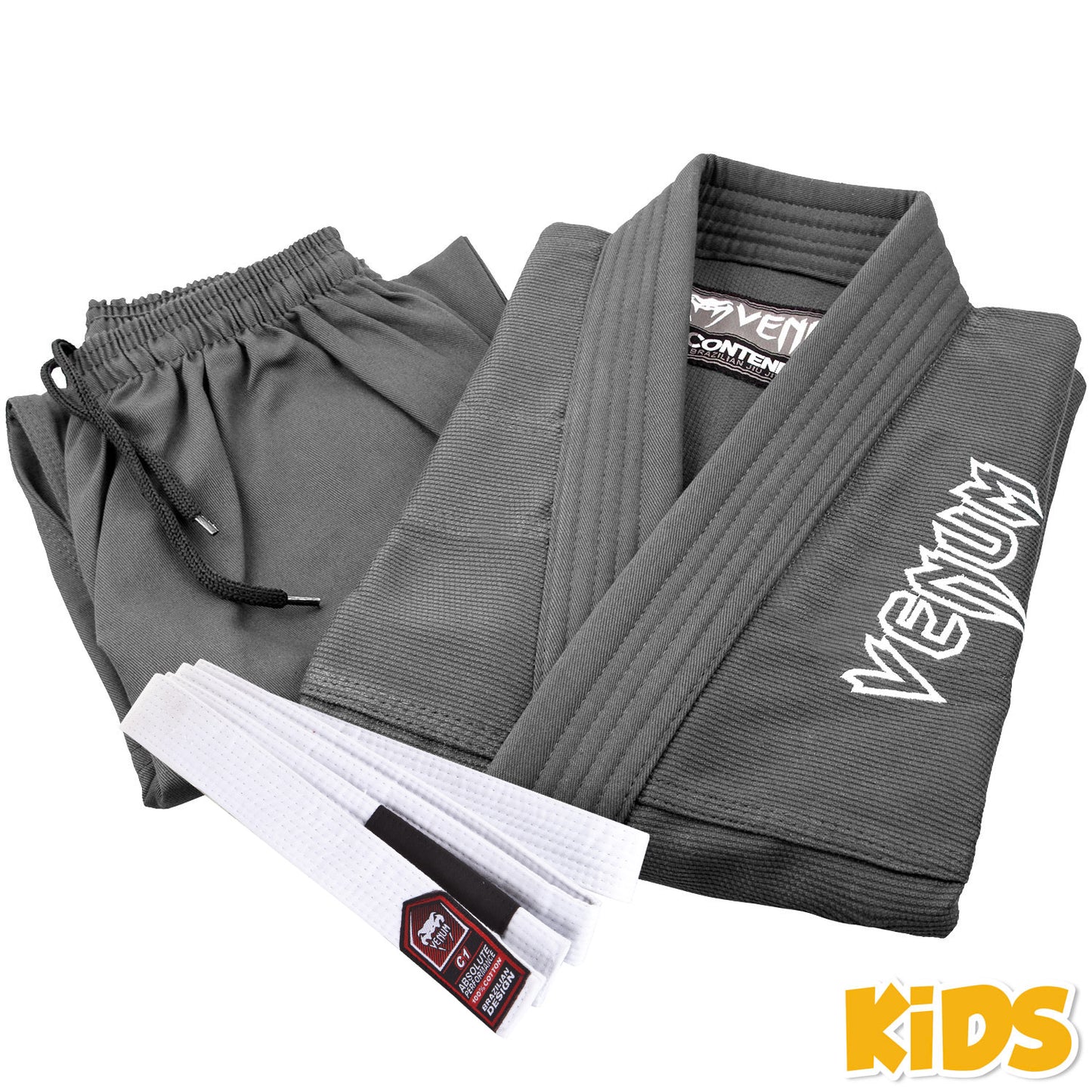 Venum Contender Kids Kimono BJJ (Cinturón blanco incluido) - Gris