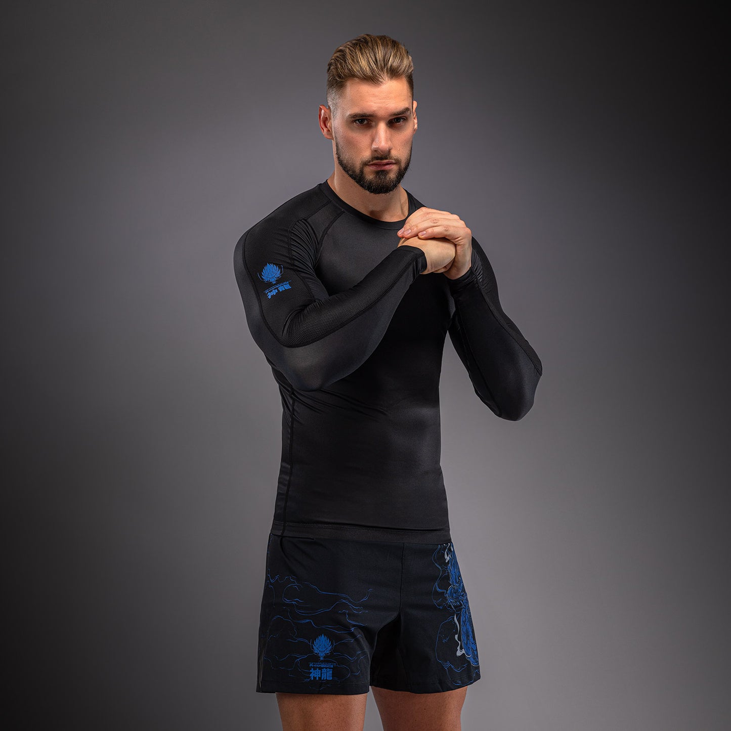 Venum Thunder Dragon Rashguard Manga Larga – Negro/Azul Real