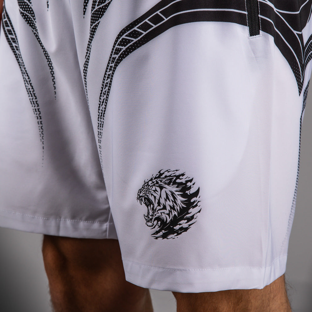 Venum x Mike Tyson Tiger Training Pantalones Cortos - Blanco Óptico/Negro Profundo