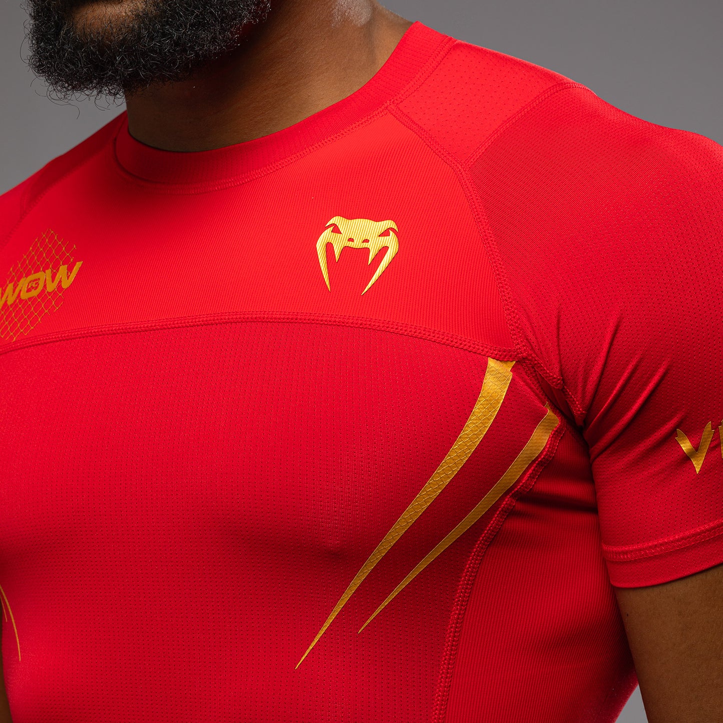 Venum x WOW FC Camiseta de Manga Corta Rashguard - Fury Red/Gold