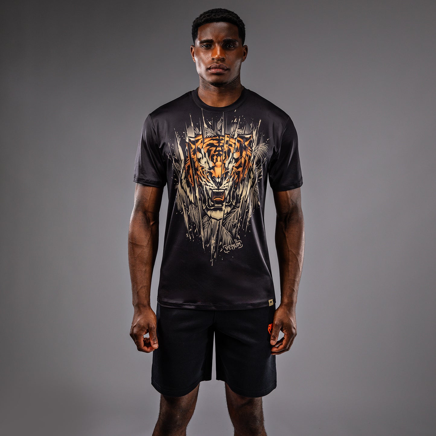 Venum Tiger Camiseta Dry Tech para Hombre - Negro/Naranja Neón