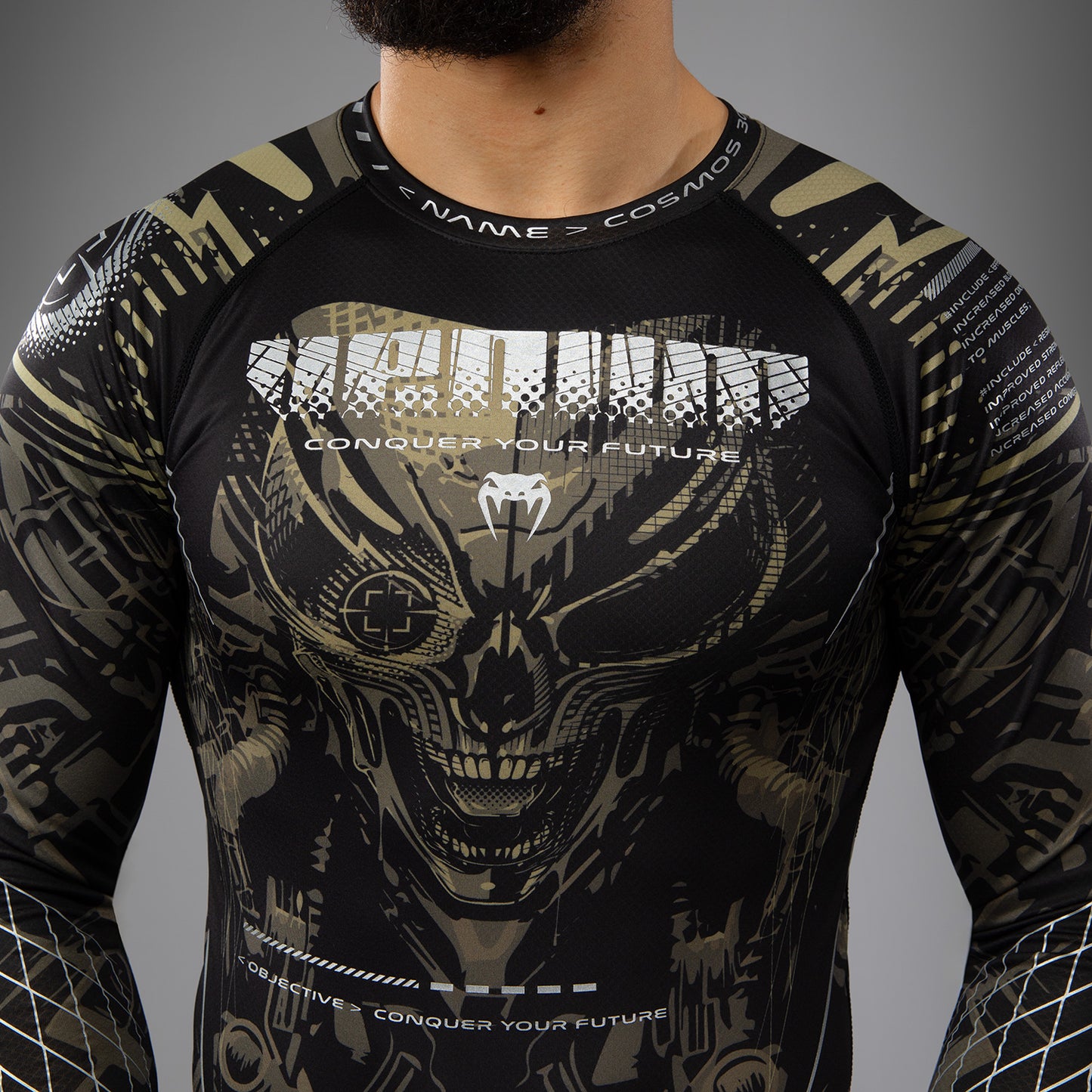 Venum Invader Camiseta de Manga Larga Rashguard - Negro/Sand