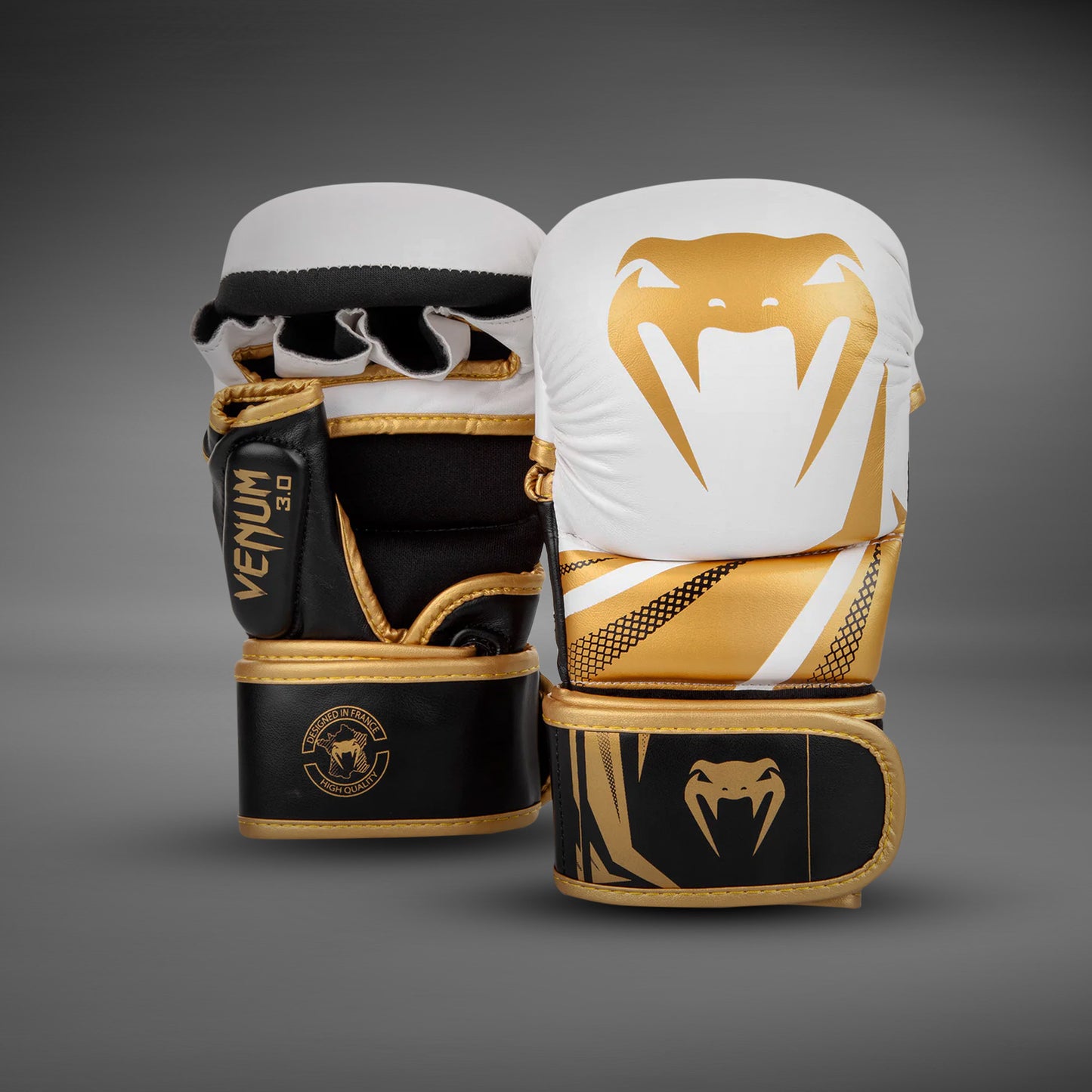 Venum Challenger 3.0 Guantes de sparring MMA - Blanco/Negro/Dorado