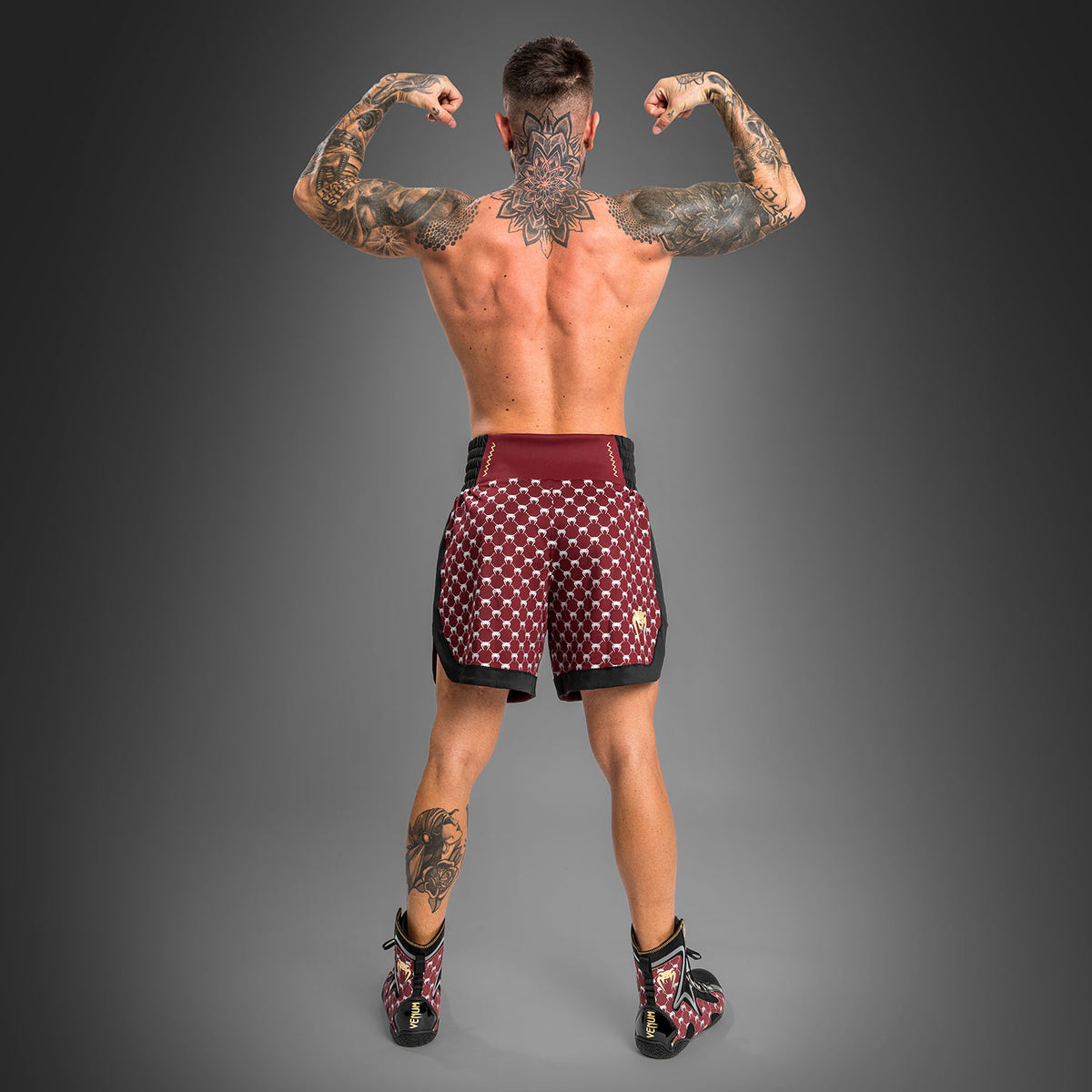 Shorts de Boxeo Venum Monogram - Negro/Borgoña
