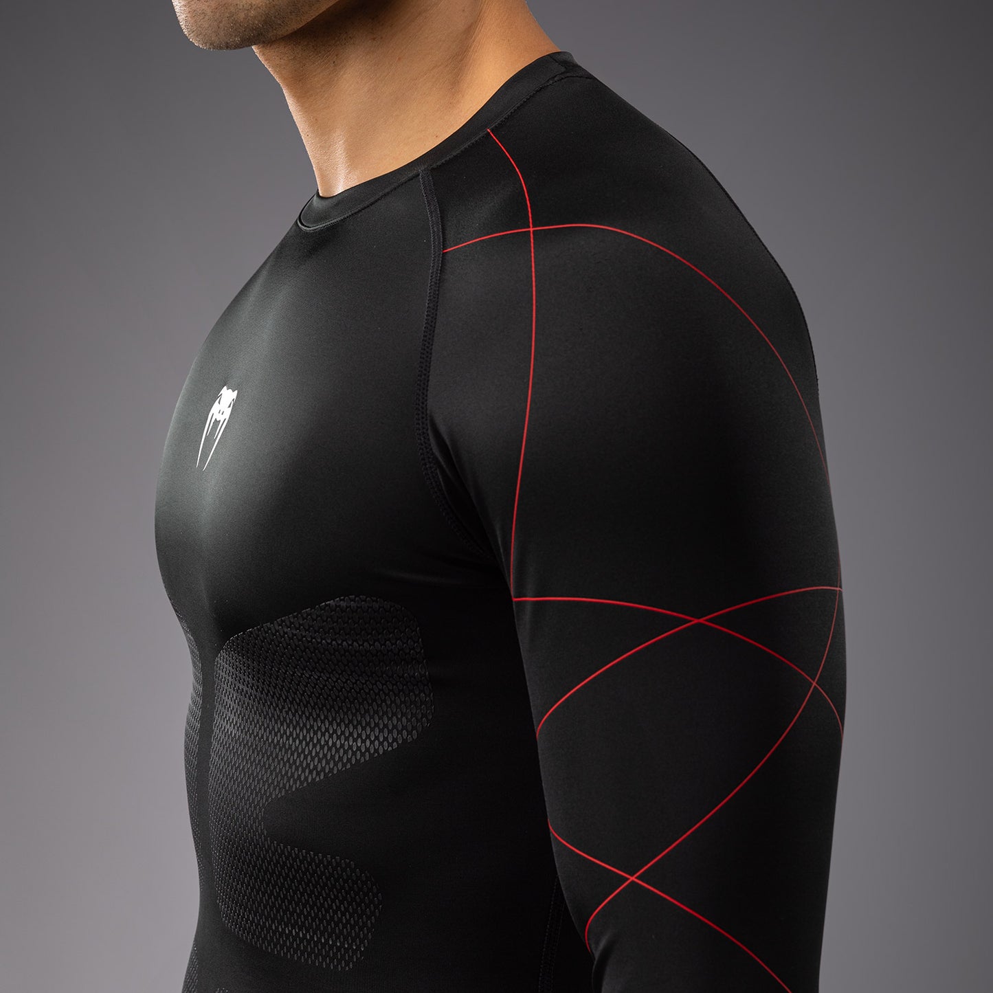 Venum Tactical XT Lycra de manga larga para hombre - Negro/Rojo fuego