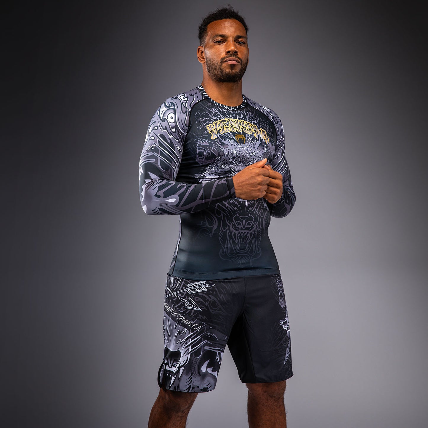 Venum Wolf Atak Rashguard Manga Larga – Negro/Gris