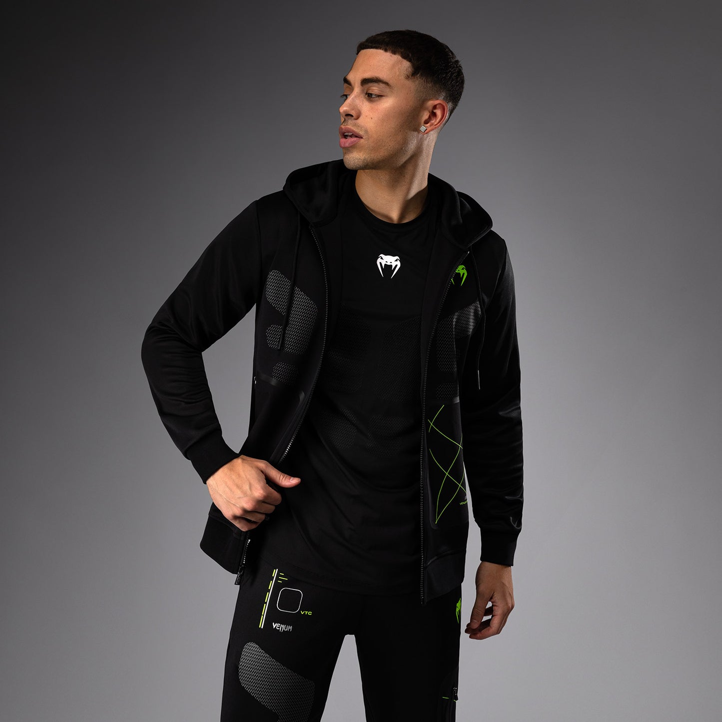 Venum Training Camp 4.0 Sudadera con capucha y cremallera - Negro/Verde