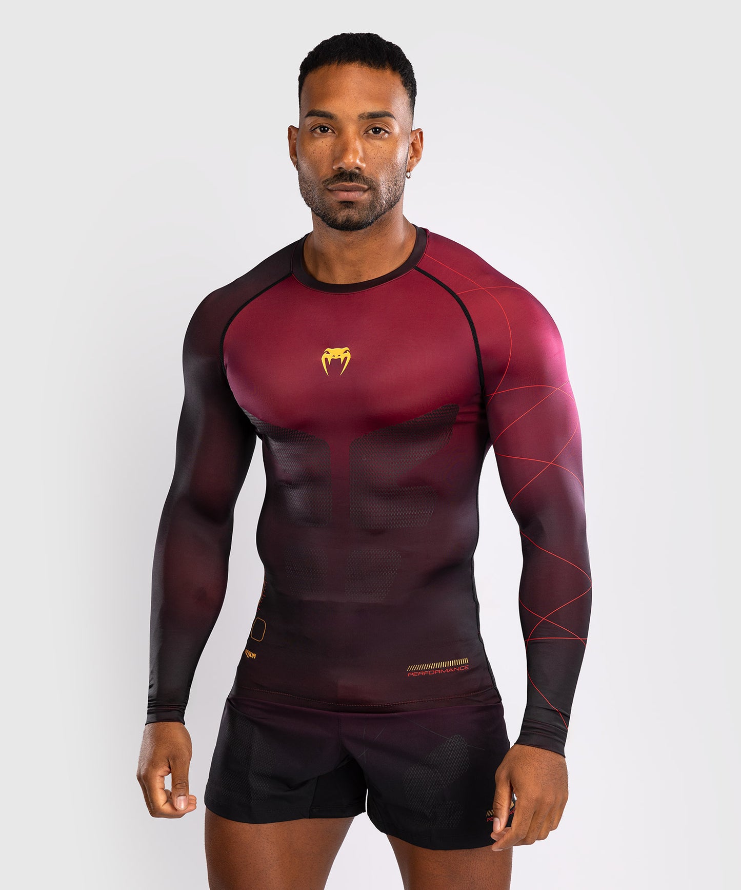 Venum Tactical XT Lycra de manga larga para hombre - Negra/Burdeos/Oro