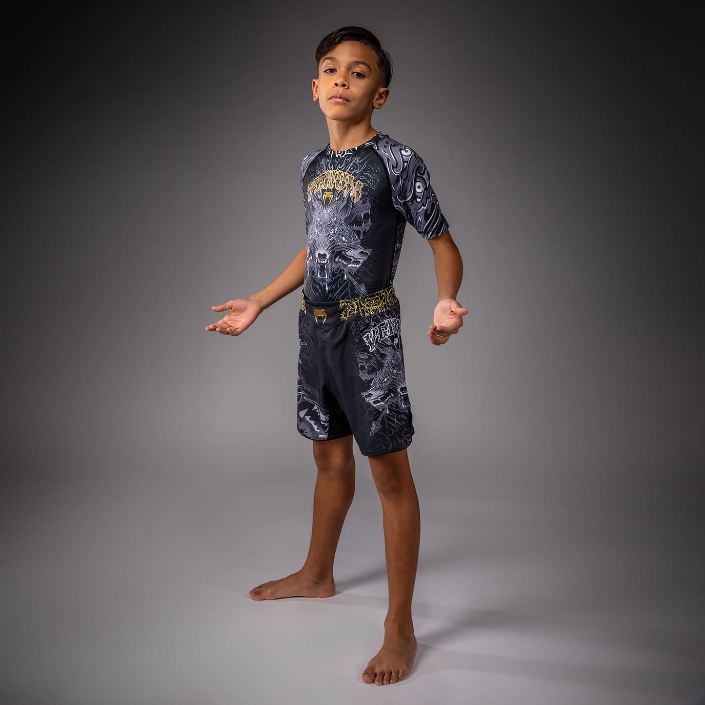 Venum Wolf Atak Short de Combate Para Niños – Negro/Gris