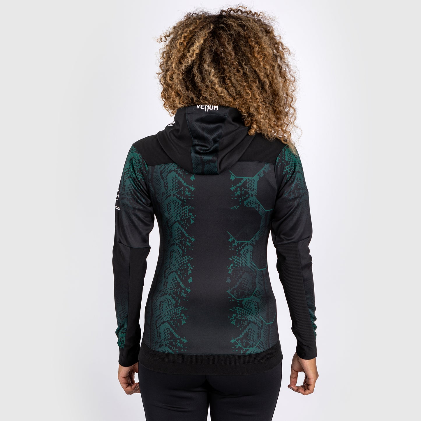 UFC Adrenaline by Venum Authentic Fight Night Sudadera con capucha Walkout para mujer - Emerald Edition - Verde/Negro