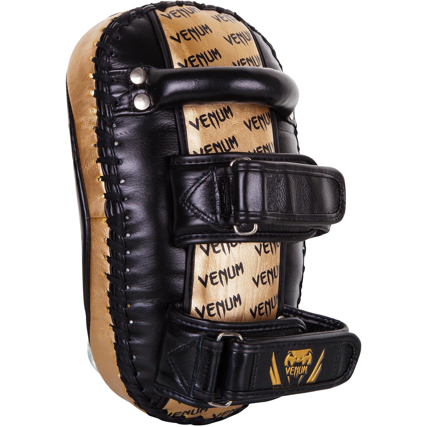 Venum Kick Pads Leather - Negro/Oro