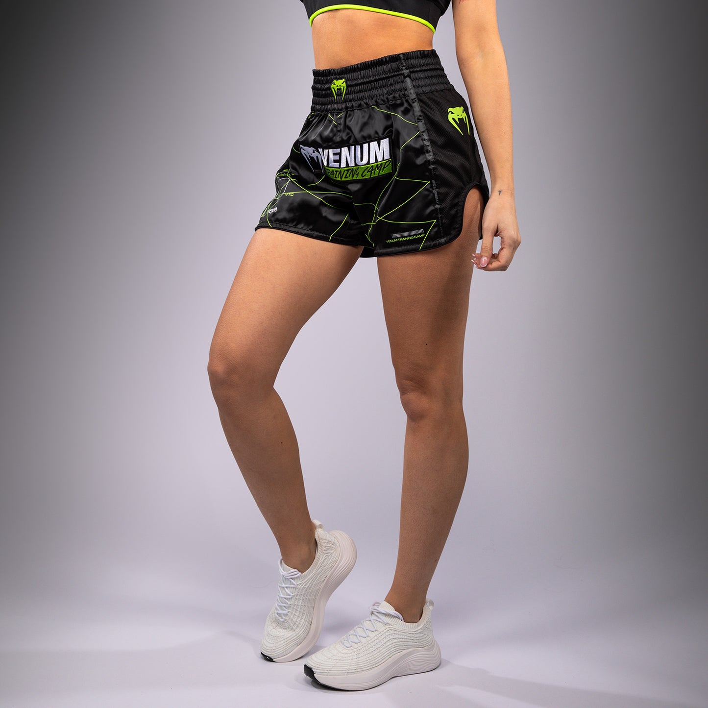 Venum Training Camp 4.0 Short Muay Thai - Negro/Verde neón